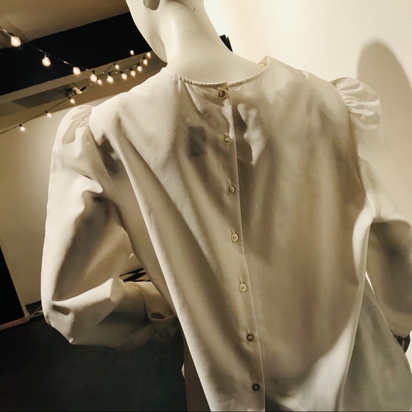 VINTAGE Prairie Goth White Lacey Detail Blouse M/L - Picture 7 of 8